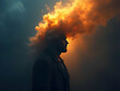 © Gustav - Thoughtful Contemplation, A Man's Silhouette Merges with Ethereal Clouds, Symbolizing the Boundless Realms of Imagination and Introspective Journey of the Mind