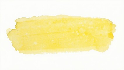 Wall Mural - Bright Yellow Paint Brushstroke on White Background Representing Artistic Creativity