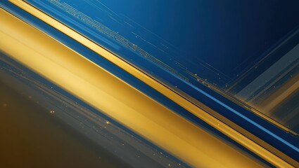 Wall Mural - Abstract Geometric Design with Smooth Blue and Gold Lines on a Gradient Background