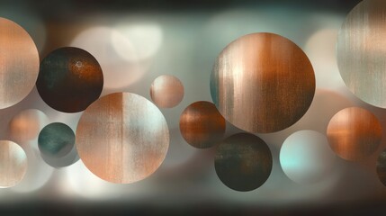 Wall Mural - floating colorful circles against an abstract background with soft focus