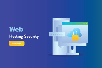 Wall Mural - secure web hosting service, data security and data protection concept, cloud server security.
