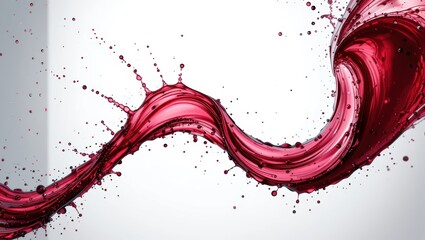 Canvas Print - dynamic flow of red liquid with splashing energy on a bright background