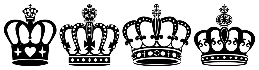 Wall Mural - png imperial crown crown silhouette black transparent background.