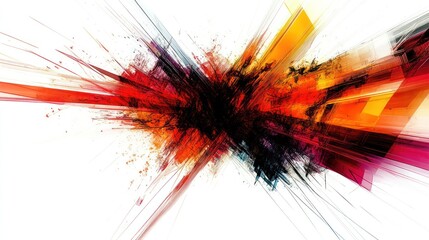Wall Mural - an abstract explosion of colors and shapes across a white backdrop
