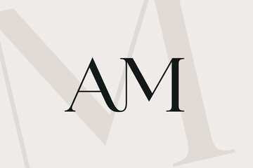 Wall Mural - am or ma letter logo icon design. classic style luxury initials monogram.
