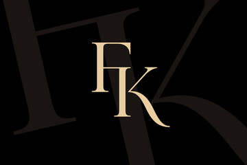 Fototapete - FK or KF letter logo icon design. Classic style luxury initials monogram.