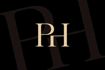 Fototapete - PH or HP letter logo icon design. Classic style luxury initials monogram.