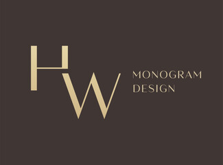 Fototapete - HW letter logo icon design. Classic style luxury initials monogram.