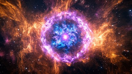 Wall Mural - Colorful Cosmic Explosion in Deep Space with Nebula and Stars