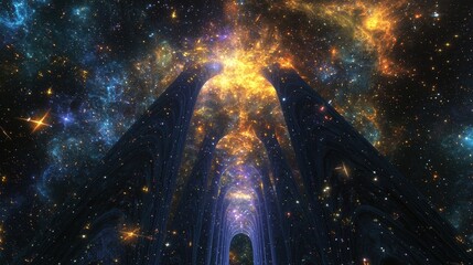 Wall Mural - Stunning Cosmic Landscape with Vibrant Colors and Starry Background