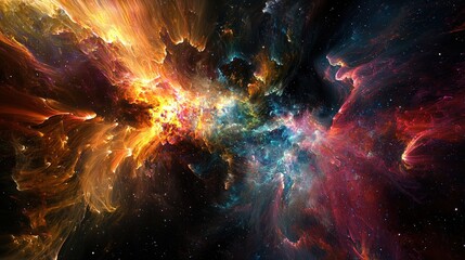 Wall Mural - Vibrant Expanse of Colorful Cosmic Nebula in Deep Space Visuals