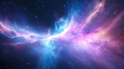 Wall Mural - Vibrant Cosmic Nebula with Colorful Gas and Starry Background