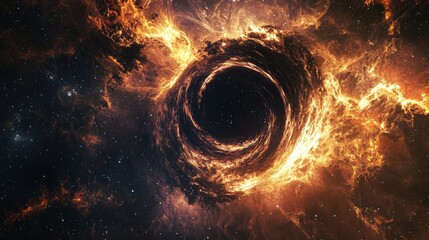 Wall Mural - stunning cosmic black hole surrounded by fiery galactic elements