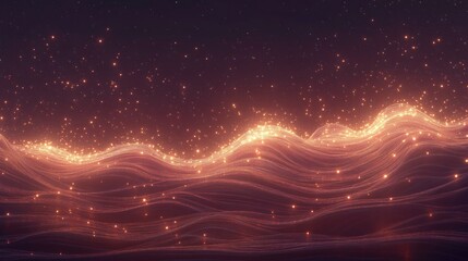Wall Mural - beautiful ethereal light over flowing waves and twinkling sparkles