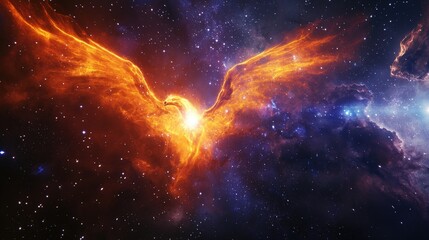 Wall Mural - Phoenix Rising from the Stars in a Cosmic Background of Nebulae