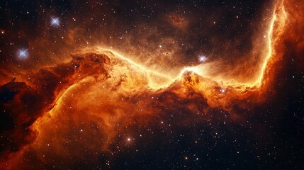 Wall Mural - stunning cosmic nebula with fiery orange and yellow hues in space