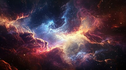 Wall Mural - vibrant cosmic nebula in deep space with colorful gas and stars
