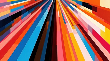 Wall Mural - colorful abstract artwork featuring converging lines and vibrant shades