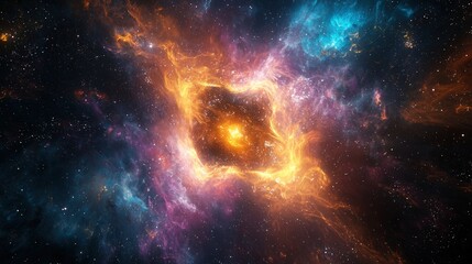Wall Mural - vibrant cosmic nebula with colorful gas clouds and stars