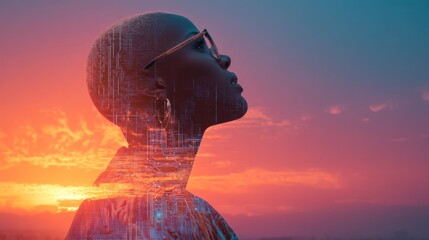 The depiction of a stock threat, an IT specialist who is African American, and a stock collage