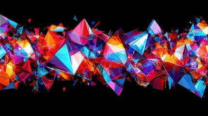 Wall Mural - colorful geometric shapes appear against a black background