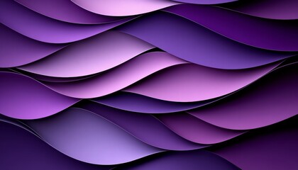 Wall Mural - Abstract Background, 3D Render Flowing Purple and Violet Paper Layers in Dynamic, Wavy Design