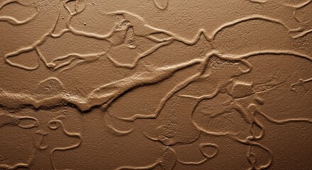 Poster - A brown wall with a pattern of lines and swirls