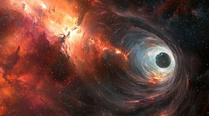Wall Mural - Stunning Cosmic Scene of Black Hole Surrounded by Colorful Nebula