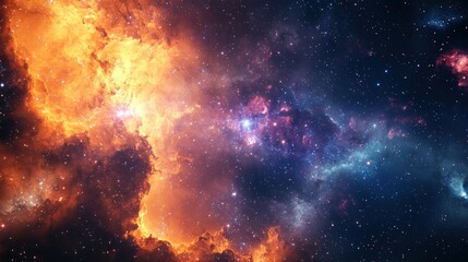 Wall Mural - Stunning Galactic Nebula with Fiery Colors and Cosmic Elements