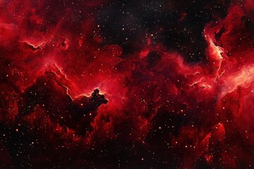 Wall Mural - Red nebula in deep space