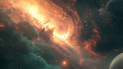 Wall Mural - Stunning Cosmic Explosion with Colorful Nebula and Planetary Details