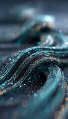 Canvas Print - abstract background swirling teal and navy design with sparkling, glimmering particles, digital art