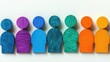 © Pedro - Wooden human figures in a row on white background