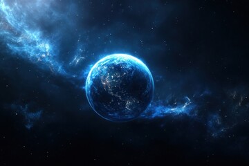 Wall Mural - Earth in the nebula night space