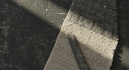 Poster - A black and white photo of a rug with a white stripe