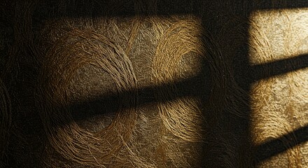 Poster - A shadow of a wall with gold paint on it