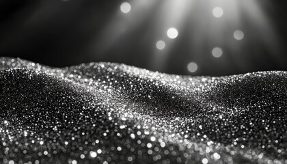Canvas Print - abstract luxury black background with swirling particles, christmas light shine, bokeh effect.
