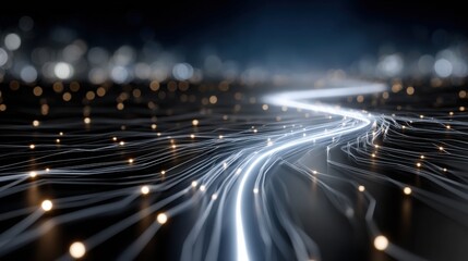 Poster - The image is full of glowing dots and lines, giving it a futuristic