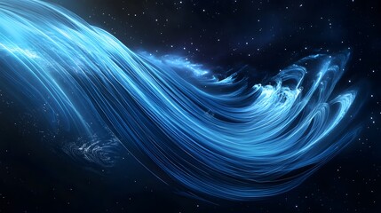Wall Mural - Abstract celestial blue wavy forms in space.