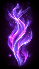 Canvas Print - abstract swirling purple background with particles, light, and bokeh effects on a dark background