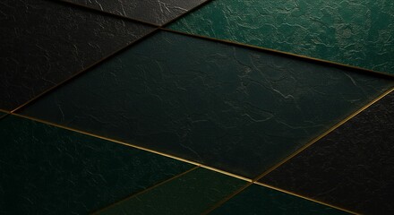 Poster - A black and green patterned background with gold accents