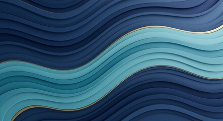 Poster - A blue and gold wave pattern