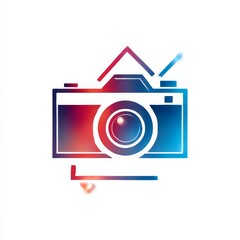 Leinwandbilder - Abstract Camera Logo Design with Red and Blue Gradient, Modern Photography Symbol on White Background