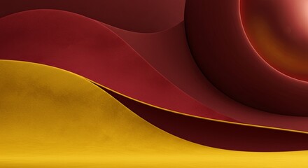 Poster - A red and yellow background with a red and yellow wave