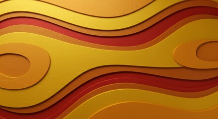 Poster - A gold and red striped background with a gold and red pattern