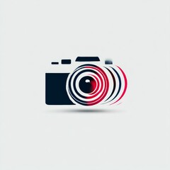 Poster - Stylish Camera Logo with Dynamic Lens Flare, Capturing Modern Photography and Creative Vision on a Minimalist White Background