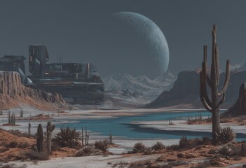 Exotic Planet Drawing - Beautiful and Colorful Landscape of an Alien World’ becomes ‘Vibrant Depiction of a Distant Planet - A Stunning Alien Landscape