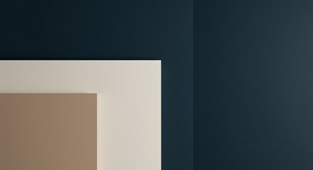 Poster - A blue wall with a white border and a tan border