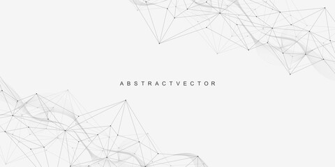 Wall Mural - global network connection website header or banner design. abstract background with connecting dots 