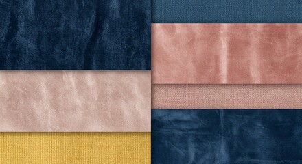 Aufkleber - A collection of different colored fabrics, including blue, pink, and yellow